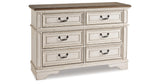 Realyn Two-tone Full Upholstered Panel Bed with Dresser from Ashley Furniture - Luna Furniture