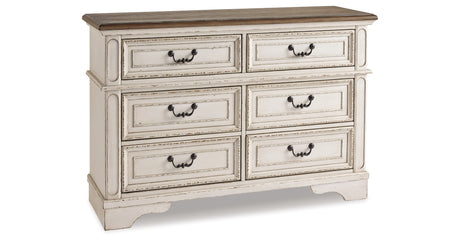Realyn Two-tone Full Upholstered Panel Bed with Dresser from Ashley Furniture - Luna Furniture