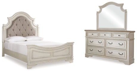 Realyn Chipped White Upholstered Panel Bedroom Set from Ashley - Luna Furniture