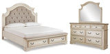 Realyn Chipped White Upholstered Storage Platform Bedroom Set with Footboard Bench from Ashley - Luna Furniture