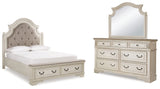Realyn Chipped White Upholstered Storage Platform Bedroom Set with Footboard Bench from Ashley - Luna Furniture