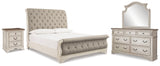Realyn Chipped White Upholstered Sleigh Bedroom Set from Ashley - Luna Furniture