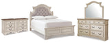 Realyn Two-tone Full Upholstered Panel Bed, Dresser, Mirror and 2 Nightstands from Ashley - Luna Furniture