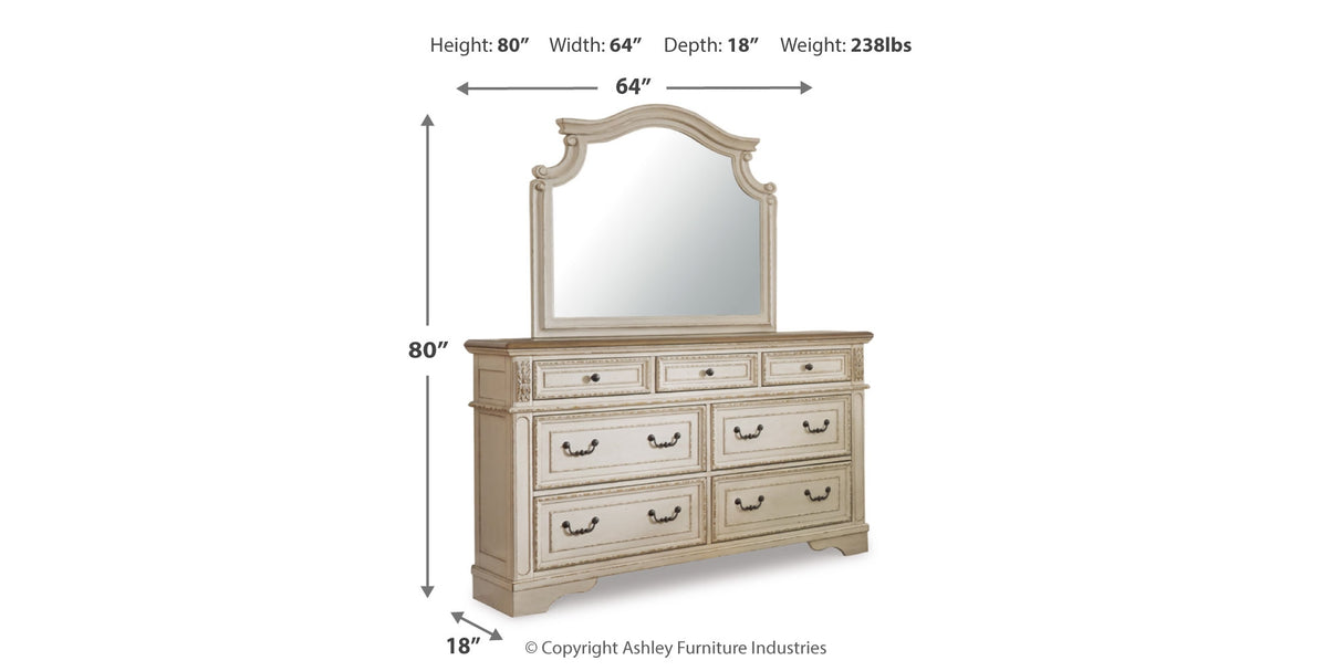 Realyn Queen Panel Bed, Dresser, Mirror and Vanity from Ashley - Luna Furniture