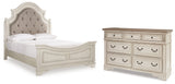 Realyn Queen Upholstered Panel Bed with Dresser in Chipped White from Ashley Furniture - Luna Furniture