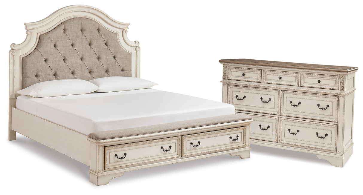 Realyn King Upholstered Bed with Dresser in Two-tone from Ashley - Luna Furniture