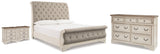 Realyn Chipped WhiteKing Sleigh Bed, Dresser and 2 Nightstands from Ashley Furniture - Luna Furniture