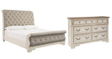 Realyn White California King Sleigh Bed with Dresser in Chipped from Ashley Furniture - Luna Furniture
