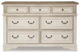 Realyn Queen Upholstered Panel Bed with Dresser in Chipped White from Ashley Furniture - Luna Furniture