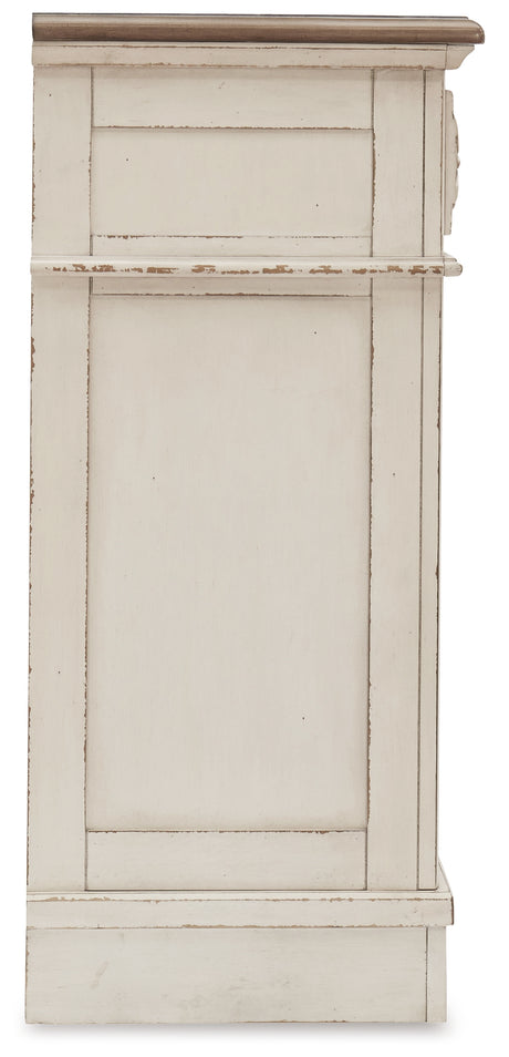 Realyn King Upholstered Panel Bed with Dresser in Chipped White from Ashley - Luna Furniture