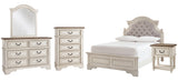 Realyn Full Panel Bed with Mirrored Dresser, Chest and Nightstand in Chipped White from Ashley - Luna Furniture