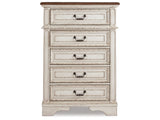 Realyn Antiqued Two-Tone Twin Upholstered Panel Bed, Chest, Vanity and Nightstand from Ashley Furniture - Luna Furniture