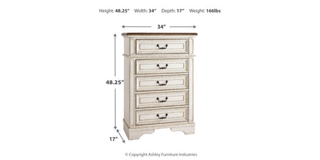 Realyn Chipped White Chest of Drawers from Ashley - Luna Furniture