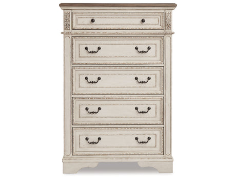 Realyn Chipped White Full Bed, Chest, and Nightstand from Ashley - Luna Furniture
