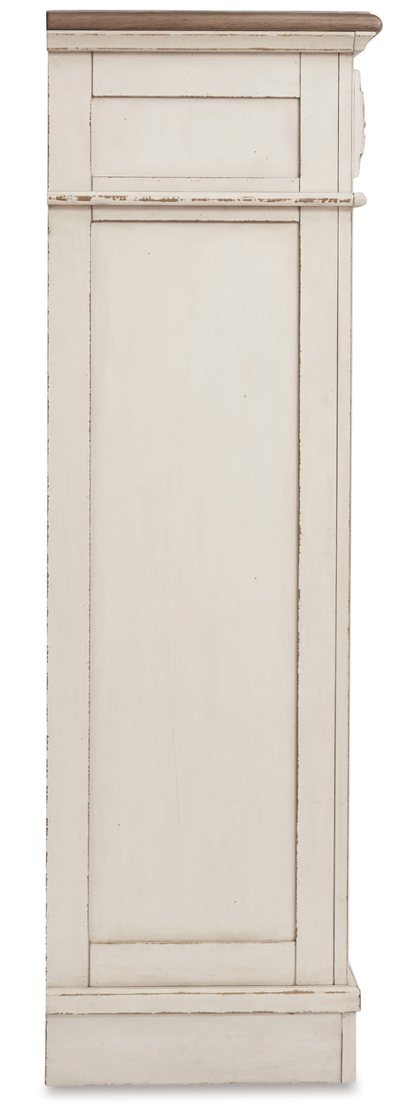 Realyn Two-tone Queen Upholstered Bed, Dresser, Mirror, Chest and Nightstand from Ashley - Luna Furniture