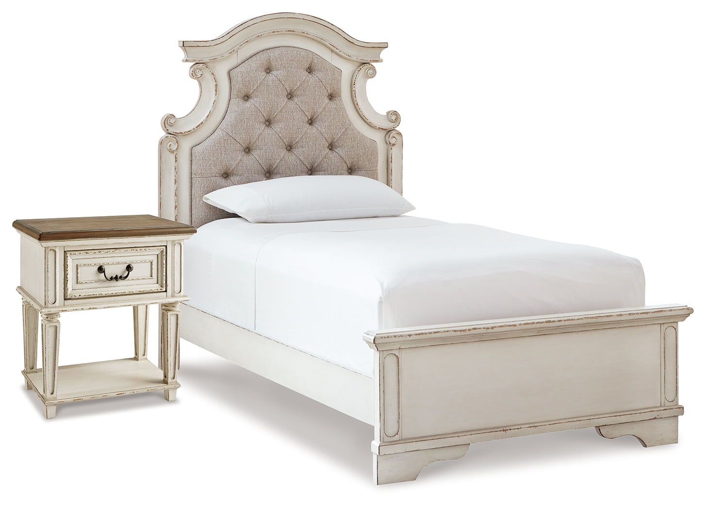 Ashley Realyn Chipped White Youth Upholstered Bedroom Set - Luna