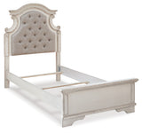 Realyn Chipped White Twin Panel Bed with Mirrored Dresser from Ashley Furniture - Luna Furniture