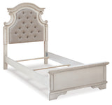 Realyn Chipped White Twin Upholstered Panel Bed from Ashley - Luna Furniture