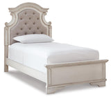 Realyn Two-tone Twin Upholstered Panel Bed and Nightstand from Ashley - Luna Furniture