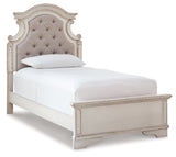 Realyn Two-tone Twin Upholstered Panel Bed and Nightstand from Ashley - Luna Furniture