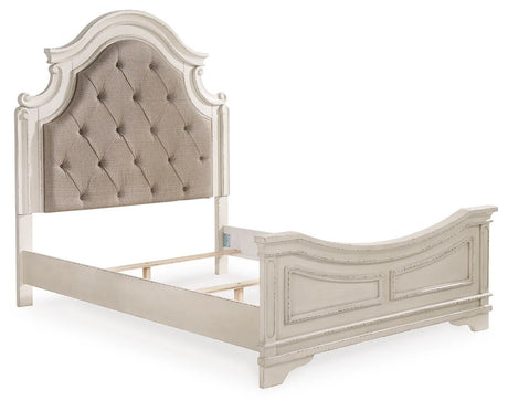 Realyn Chipped White Queen Upholstered Panel Bed from Ashley Furniture - Luna Furniture