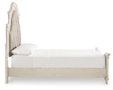 Realyn Queen Upholstered Panel Bed with Dresser in Chipped White from Ashley Furniture - Luna Furniture