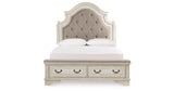 Realyn Antiqued Two Tone Queen Upholstered Storage Bed, Dresser and Nightstand from Ashley Furniture - Luna Furniture