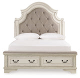 Realyn Two-tone Queen Upholstered Bed, Dresser, Mirror, Chest and Nightstand from Ashley Furniture - Luna Furniture