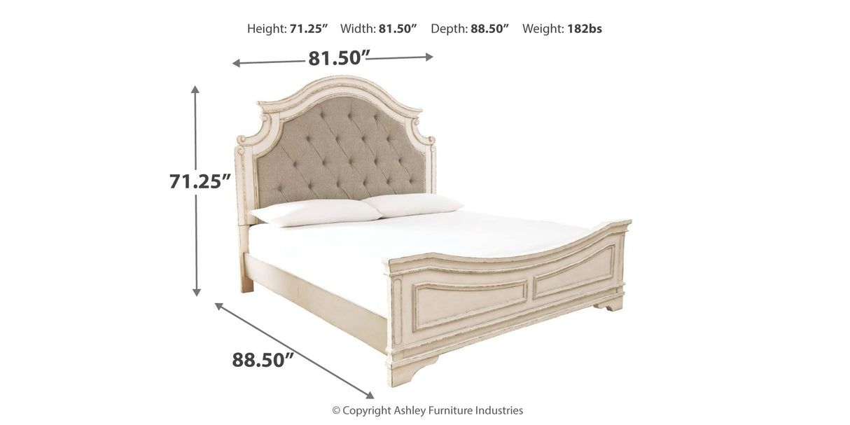 Realyn Two-tone King Panel Bed, Dresser, Mirror, Chest, Vanity and Nightstand from Ashley - Luna Furniture