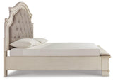 Realyn Two-tone King Upholstered Panel Storage Bed and 2 Nightstands from Ashley Furniture - Luna Furniture