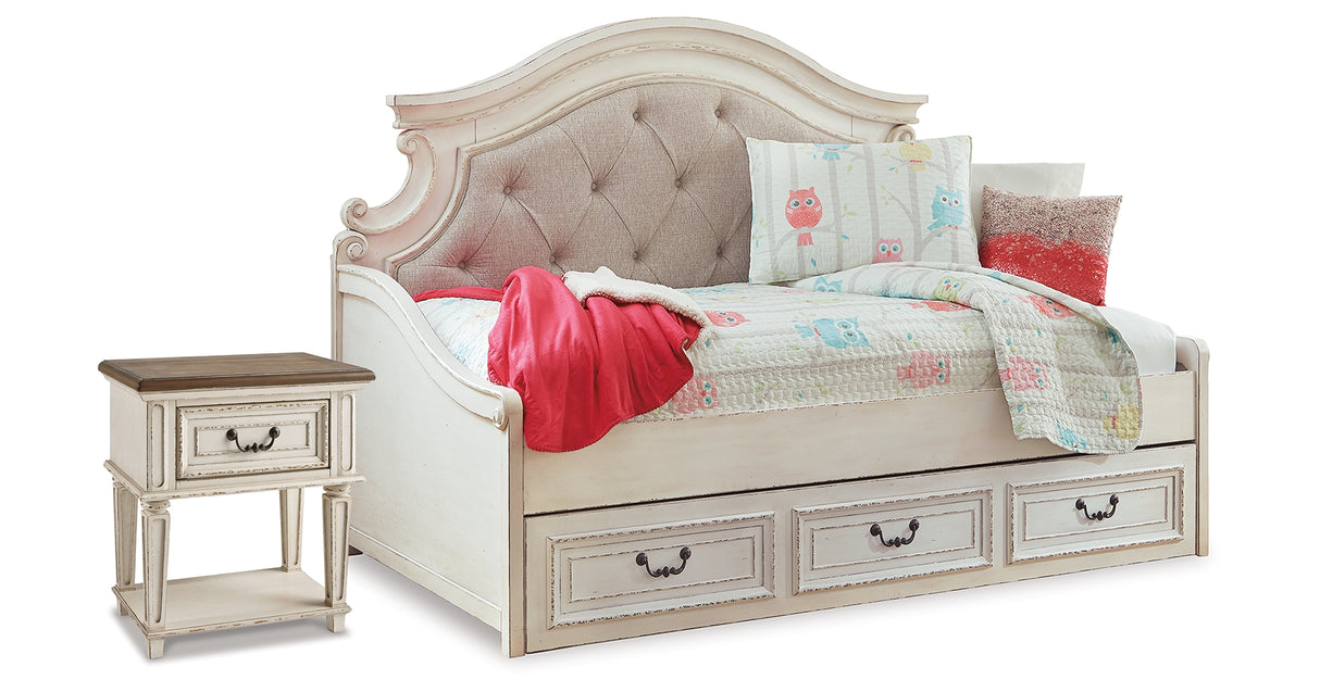 Realyn Two-tone Twin Storage Day Bed and Nightstand from Ashley - Luna Furniture