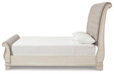 Realyn Chipped WhiteKing Sleigh Bed, Dresser and 2 Nightstands from Ashley Furniture - Luna Furniture
