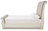 Realyn Chipped White Upholstered Sleigh Bedroom Set from Ashley - Luna Furniture