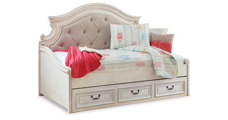 Realyn Chipped White Twin Daybed with 1 Large Storage Drawer from Ashley - Luna Furniture