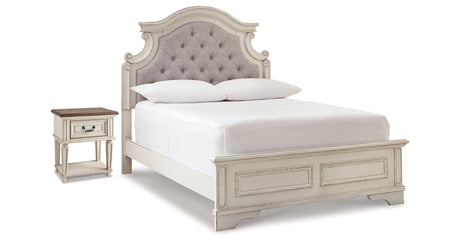 Realyn Chipped White Full Panel Bed and Nightstand from Ashley - Luna Furniture