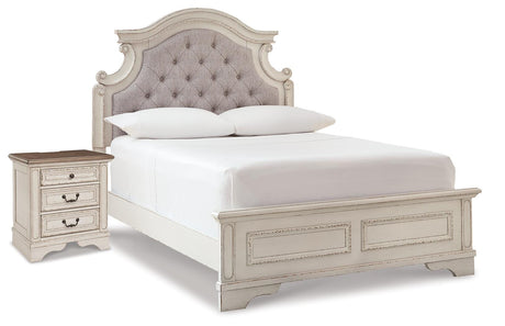 Realyn Chipped White Full Panel Bed and Nightstand from Ashley - Luna Furniture