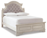 Realyn Two-tone Full Upholstered Panel Bed, Dresser, Mirror and 2 Nightstands from Ashley - Luna Furniture