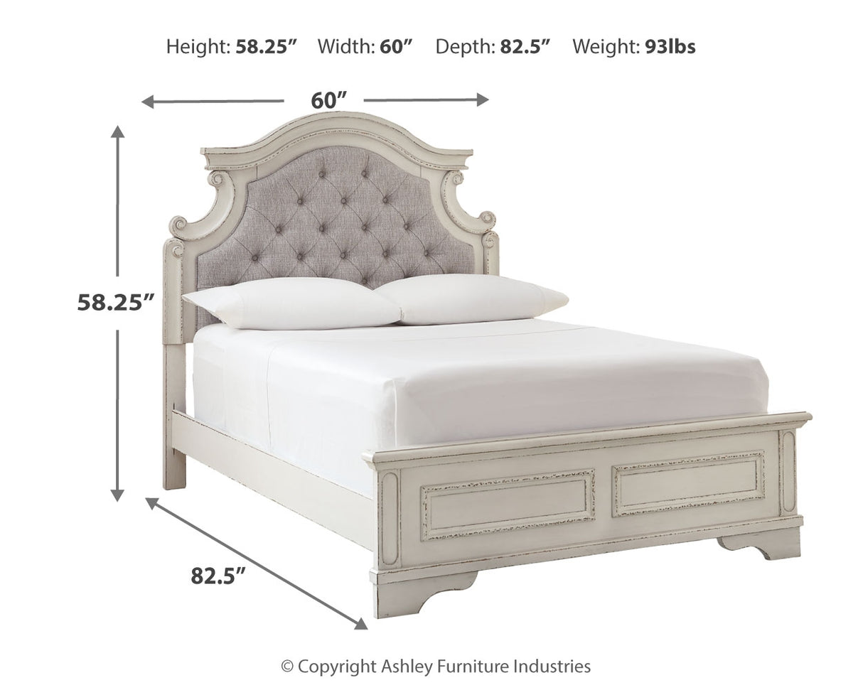 Realyn White Full Panel Bed with Mirrored Dresser in Chipped from Ashley Furniture - Luna Furniture