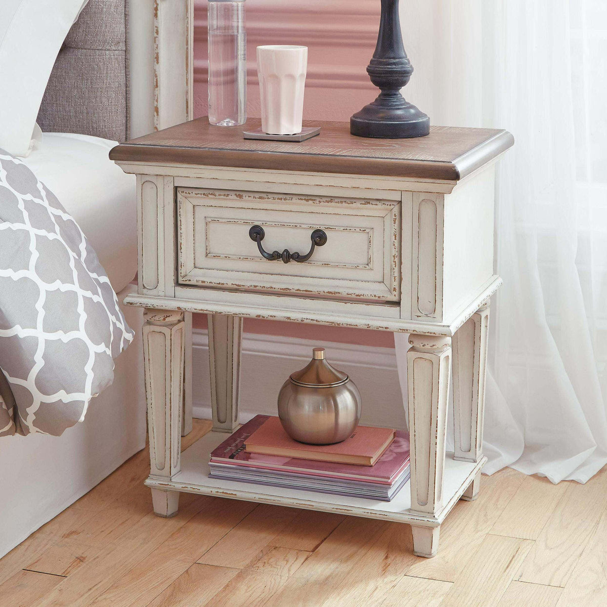 Realyn Chipped White Nightstand from Ashley - Luna Furniture