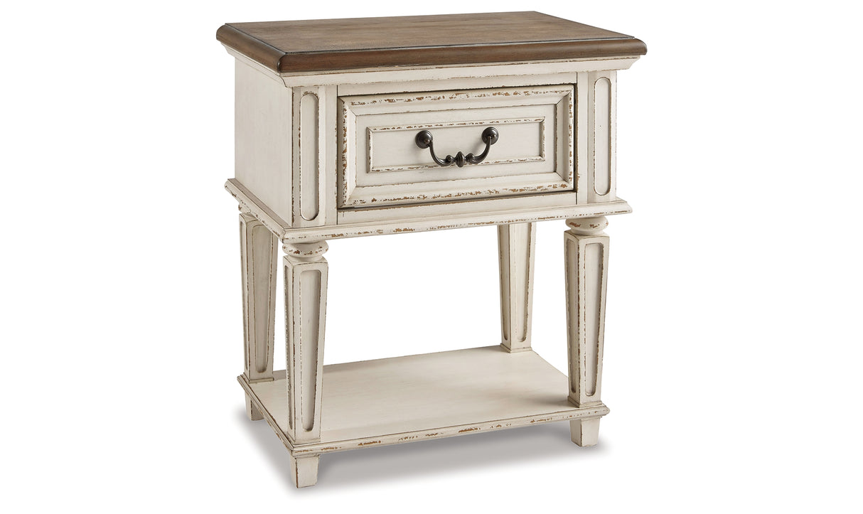 Realyn Two-tone King Panel Bed, Dresser, Mirror and 2 Nightstands from Ashley - Luna Furniture