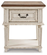Realyn Two-tone Twin Upholstered Panel Bed and Nightstand from Ashley - Luna Furniture