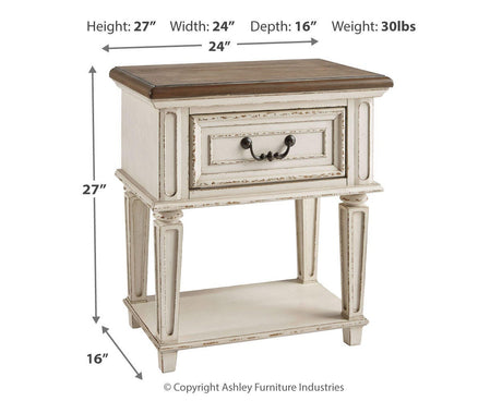 Realyn Chipped White Full Panel Bed and Nightstand from Ashley - Luna Furniture