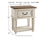 Realyn Two-tone King Panel Bed, Dresser, Mirror and Nightstand from Ashley Furniture - Luna Furniture