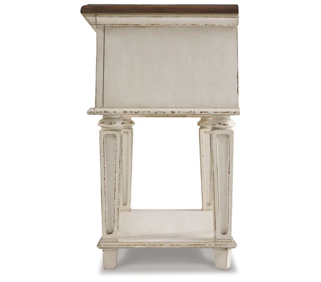 Realyn Two-tone Queen Upholstered Panel Bed, Dresser, Mirror and 2 Nightstands from Ashley - Luna Furniture