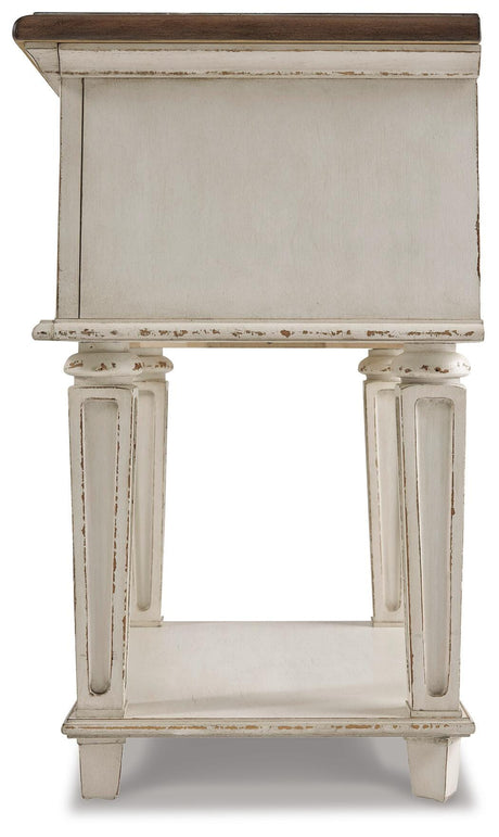 Realyn Chipped White Full Panel Bed and Nightstand from Ashley - Luna Furniture