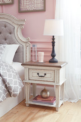 Realyn Chipped White Full Panel Bed and Nightstand from Ashley - Luna Furniture