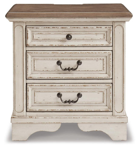 Realyn Chipped WhiteKing Sleigh Bed, Dresser and 2 Nightstands from Ashley Furniture - Luna Furniture