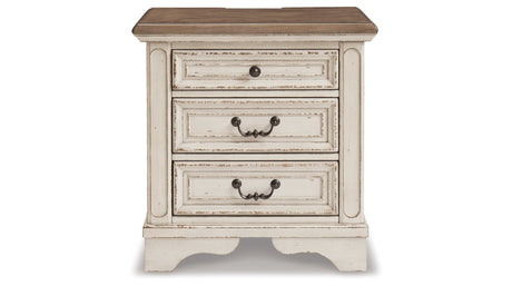 Realyn Two-tone Queen Upholstered Panel Bed with Storage, Dresser and Nightstand from Ashley Furniture - Luna Furniture