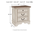 Realyn Queen Upholstered Panel Bed with Mirrored Dresser and 2 Nightstands in Chipped White from Ashley Furniture - Luna Furniture