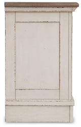 Realyn Antique Two-Tone Full Upholstered Panel Bed, Dresser, Mirror, Chest and Nightstand from Ashley Furniture - Luna Furniture